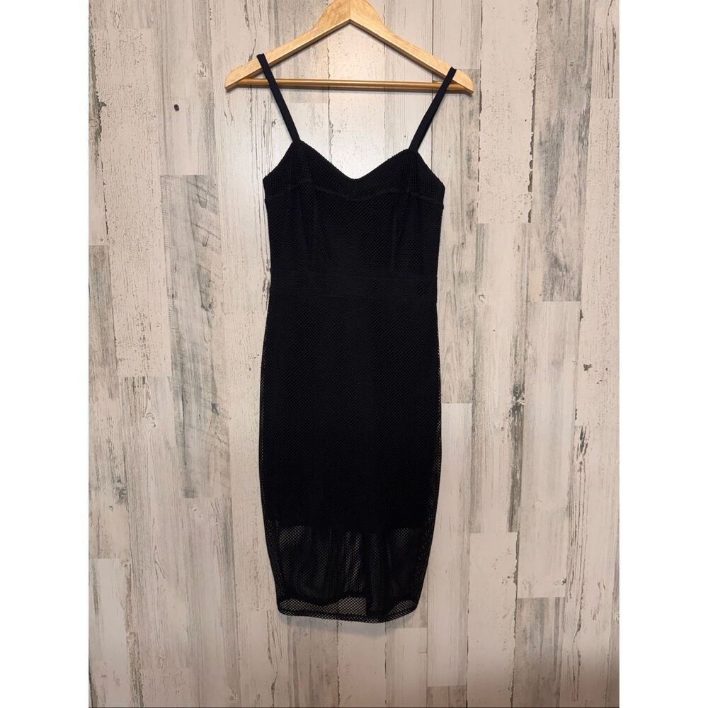 Express Black Mesh Overlay Dress Womens Size 4 Small Spaghetti Strap Illusion He